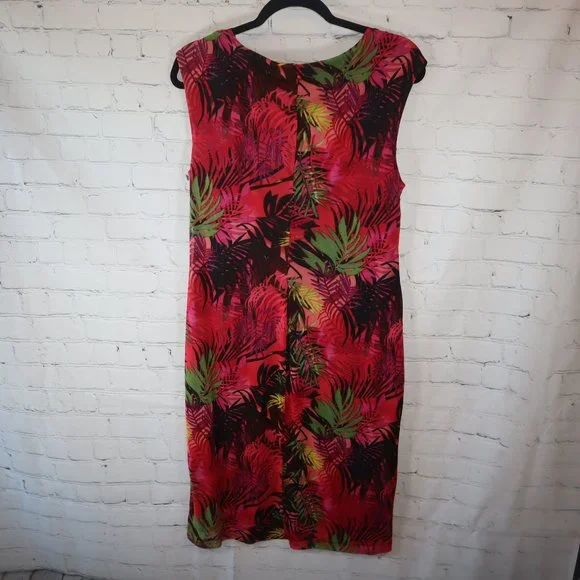 Connected Apparel Multi Color Floral Sleeveless Cowl Neck Midi Dress Size 16 - Picture 4 of 7